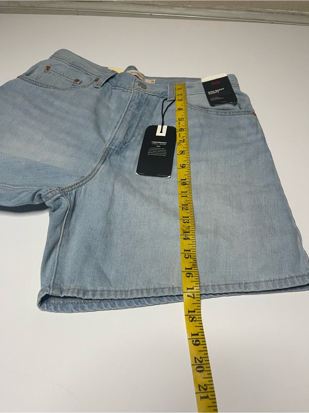 Levi's Blue Lightweight Linen+Denim High Rise Baggy Shorts - Picture 6 of 11